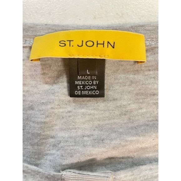 St. John Designer Gray Henley Long Sleeve Top Large - Picture 4 of 5